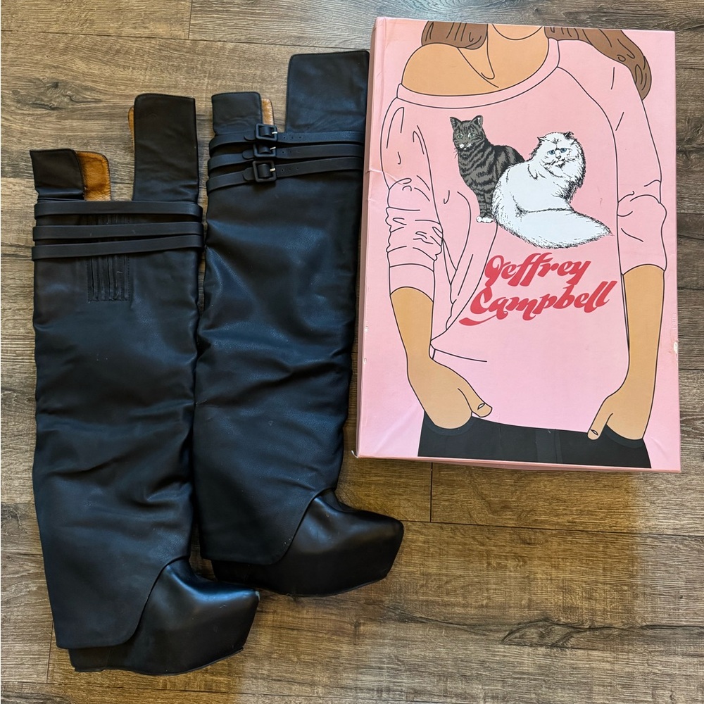 Jeffrey Campbell Zealot Black Over the Knee Boots